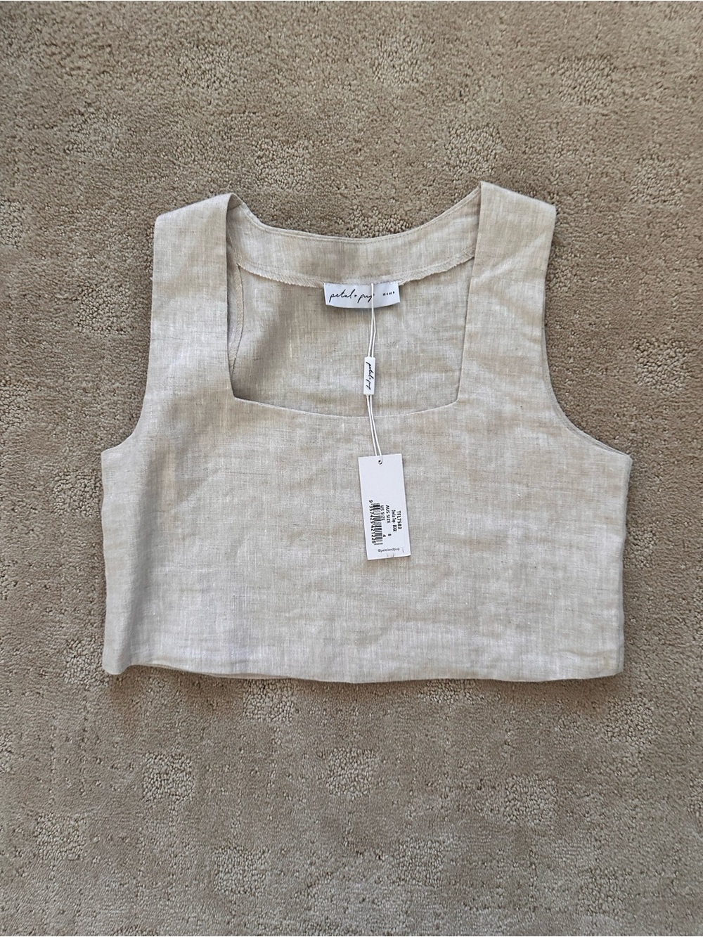 Petal & Pup Natural Linen Crop Tank